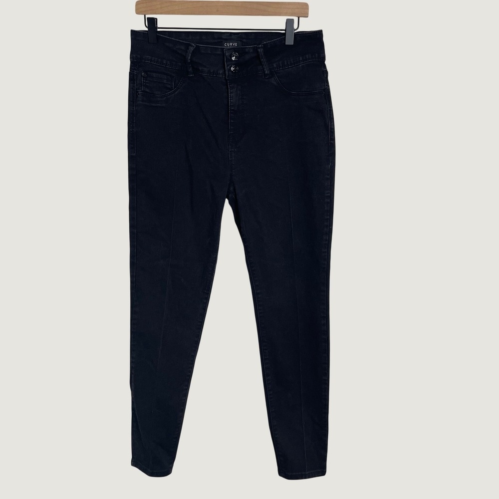 Curve Appeal Jeans Women 12/31 Black Curve Creator High Rise Skinny Stretch